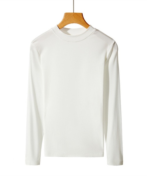 Lace Ladies(レースレディース)の「ソリッドカラー クルーネック 長袖 スリム プルオーバー(Tシャツ/カットソー・レディース・ホワイト/ブラック/パープル/グレー/ピンク/アイボリー/モカ/テラコッタ・FREE)」の2枚目の写真