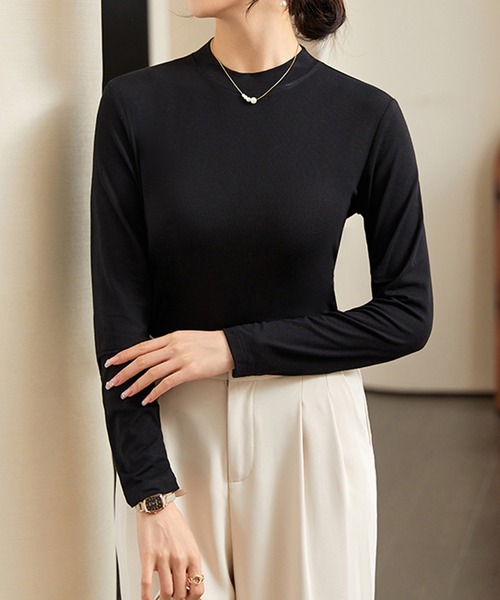 Lace Ladies(レースレディース)の「ソリッドカラー クルーネック 長袖 スリム プルオーバー(Tシャツ/カットソー・レディース・ホワイト/ブラック/パープル/グレー/ピンク/アイボリー/モカ/テラコッタ・FREE)」の9枚目の写真