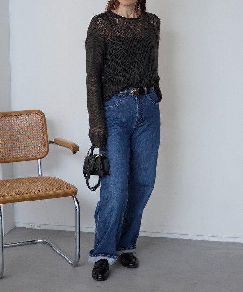 TRIANGLE PALETTE(トライアングルパレット)の「シアーモヘアタッチロングニットプルオーバー(ニット/セーター・レディース・ピンク/ダークグレー/カーキ/アイボリー/ブラック/ブラウン・FREE)」の18枚目の写真