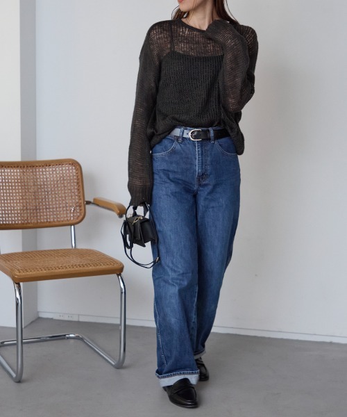 TRIANGLE PALETTE(トライアングルパレット)の「シアーモヘアタッチロングニットプルオーバー(ニット/セーター・レディース・ピンク/ダークグレー/カーキ/アイボリー/ブラック/ブラウン・FREE)」の21枚目の写真