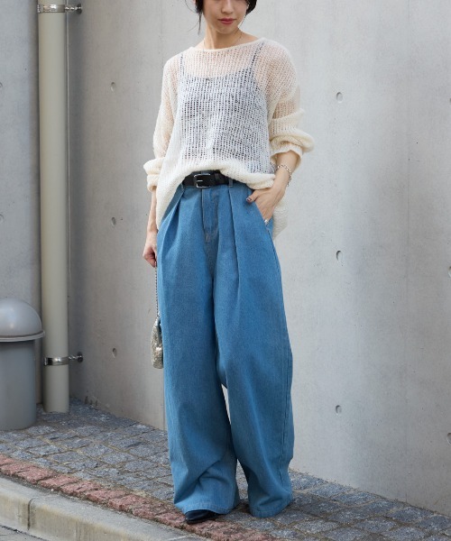 TRIANGLE PALETTE(トライアングルパレット)の「シアーモヘアタッチロングニットプルオーバー(ニット/セーター・レディース・ピンク/ダークグレー/カーキ/アイボリー/ブラック/ブラウン・FREE)」の13枚目の写真