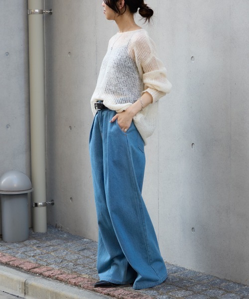 TRIANGLE PALETTE(トライアングルパレット)の「シアーモヘアタッチロングニットプルオーバー(ニット/セーター・レディース・ピンク/ダークグレー/カーキ/アイボリー/ブラック/ブラウン・FREE)」の15枚目の写真