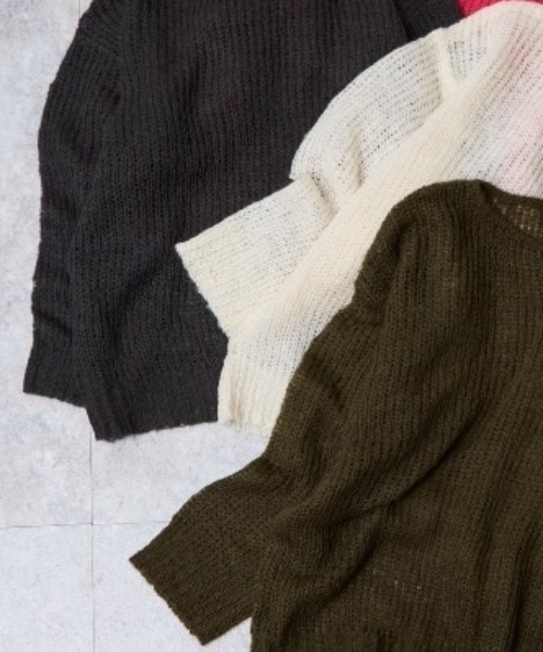 TRIANGLE PALETTE(トライアングルパレット)の「シアーモヘアタッチロングニットプルオーバー(ニット/セーター・レディース・ピンク/ダークグレー/カーキ/アイボリー/ブラック/ブラウン・FREE)」の8枚目の写真