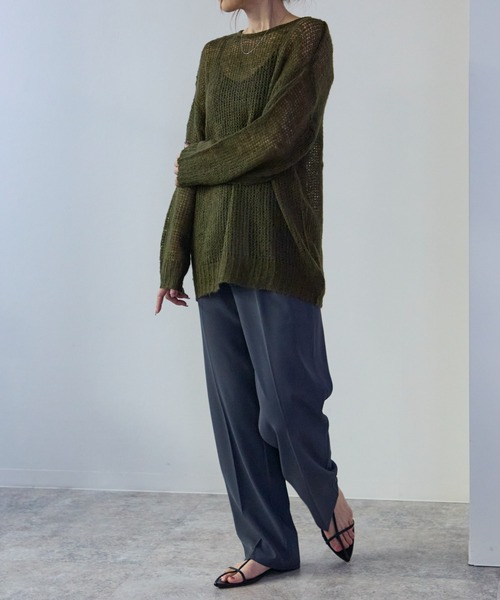 TRIANGLE PALETTE(トライアングルパレット)の「シアーモヘアタッチロングニットプルオーバー(ニット/セーター・レディース・ピンク/ダークグレー/カーキ/アイボリー/ブラック/ブラウン・FREE)」の22枚目の写真