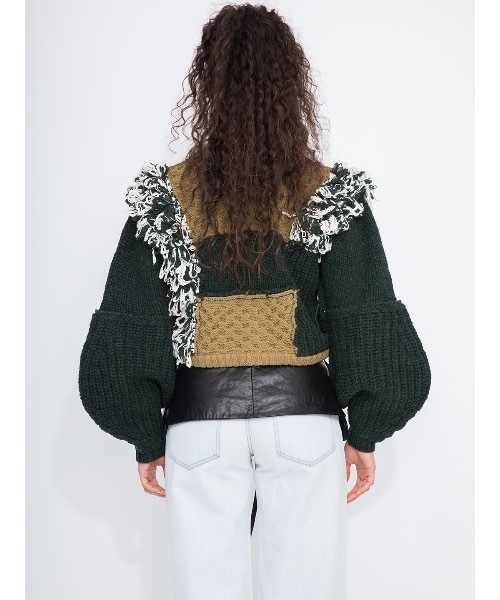 LEINWANDE ボレロカーディガン leinwande（ラインヴァンド）の「Hand Knitted Patchwork Cardigan