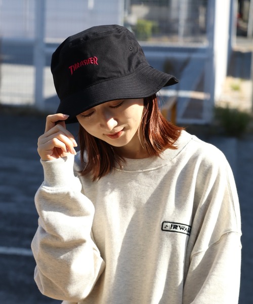 THRASHER（スラッシャー）の「【THRASHER/スラッシャー】ミニロゴ刺繍 コットンツイル バケットハット（ハット・メンズ・ブラック系/ブラック系1/ブラック系2・FREE）」の10枚目の写真