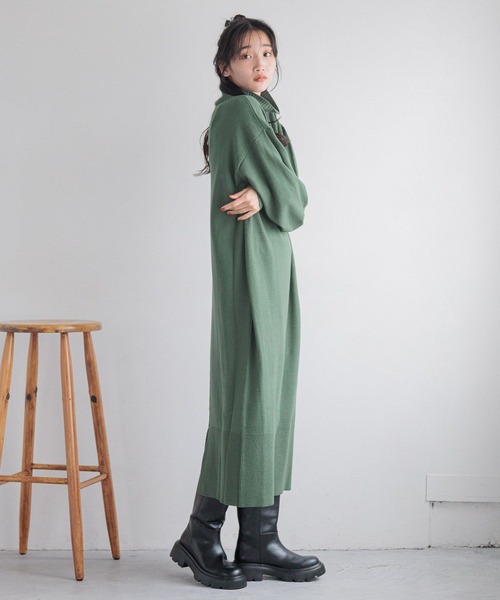 LOWRYS FARM（ローリーズファーム）の「ハイZIPニットワンピース