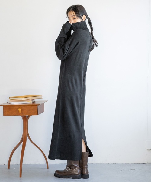 セール】ハイZIPニットワンピース 211987（ワンピース）｜LOWRYS