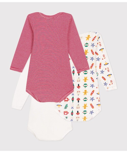 PETIT BATEAU(プチバトー)の「長袖ボディ3枚組(ロンパース・キッズ・その他1・6MONTH/18MONTH/12MONTH/24MONTH)」の2枚目の写真
