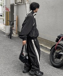 Chikashitsu +（チカシツプラス）の「【Chikashitsu +】set up line track jacket / 【チカシツプラス】セットアップサイドライントラックジャケット（ブルゾン）」