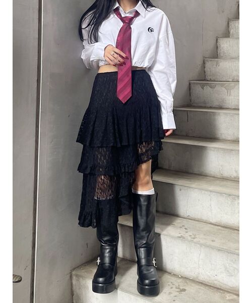 EVRIS（エヴリス）の「ティアードレースミニスカート（スカート・レディース・ホワイト/ブラック・FREE）」の11枚目の写真