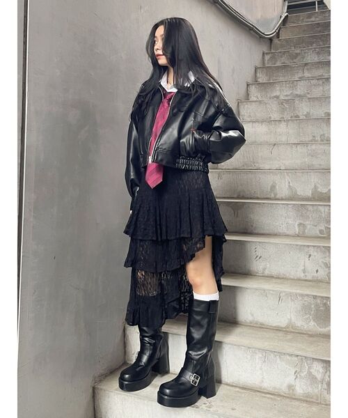 EVRIS（エヴリス）の「ティアードレースミニスカート（スカート・レディース・ホワイト/ブラック・FREE）」の3枚目の写真