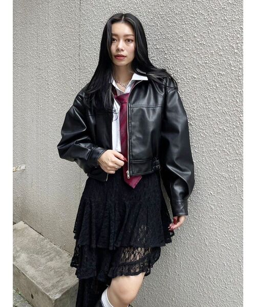 EVRIS（エヴリス）の「ティアードレースミニスカート（スカート・レディース・ホワイト/ブラック・FREE）」の4枚目の写真