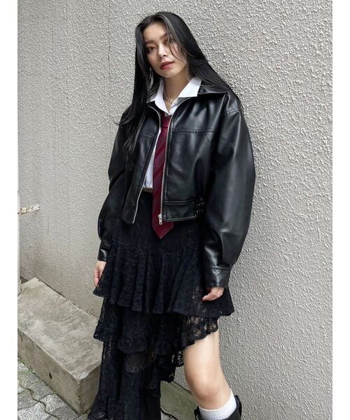 EVRIS（エヴリス）の「ティアードレースミニスカート（スカート・レディース・ホワイト/ブラック・FREE）」の5枚目の写真