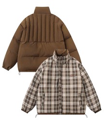 セール】HOOK -select- リバーシブルチェック柄中綿ハイネックブルゾン
