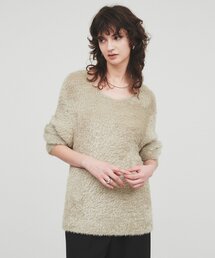 cloenc | 【手洗い可／柔らかニット】ラメシャギーVネックニットプルオーバー(ニット/セーター)