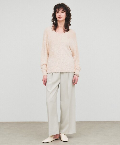 cloenc(クロエンス)の「◆【手洗い可/柔らかニット】ラメシャギーVネックニットプルオーバー(ニット/セーター・レディース・サンドベージュ/オリーブ/アイボリー・02)」の9枚目の写真