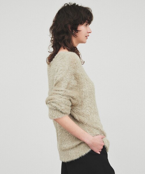 cloenc(クロエンス)の「◆【手洗い可/柔らかニット】ラメシャギーVネックニットプルオーバー(ニット/セーター・レディース・サンドベージュ/オリーブ/アイボリー・02)」の15枚目の写真