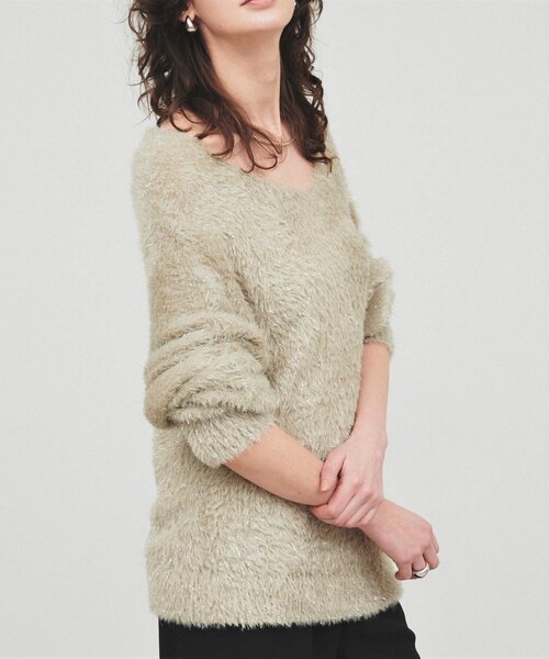 cloenc(クロエンス)の「◆【手洗い可/柔らかニット】ラメシャギーVネックニットプルオーバー(ニット/セーター・レディース・サンドベージュ/オリーブ/アイボリー・02)」の17枚目の写真