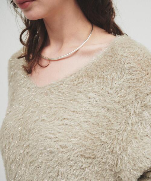 cloenc(クロエンス)の「◆【手洗い可/柔らかニット】ラメシャギーVネックニットプルオーバー(ニット/セーター・レディース・サンドベージュ/オリーブ/アイボリー・02)」の18枚目の写真