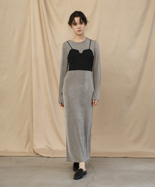select MOCA(セレクトモカ)の「シャイニーナローワンピース(ワンピース・レディース・グレイッシュベージュ/ブラック・MEDIUM/LARGE)」の19枚目の写真