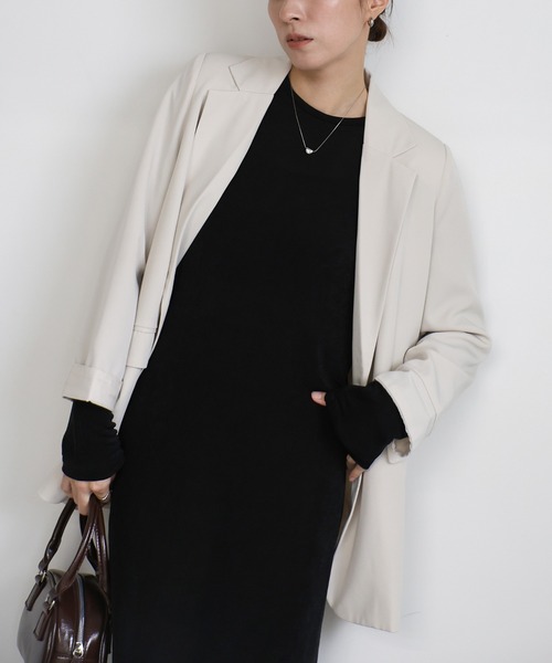 select MOCA(セレクトモカ)の「シャイニーナローワンピース(ワンピース・レディース・グレイッシュベージュ/ブラック・MEDIUM/LARGE)」の9枚目の写真