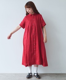 パラスパレス 半袖 リネンロングワンピース 赤　フリーサイズ パラスパレス リネン ロングワピース 赤 フリーサイズ - メルカリ