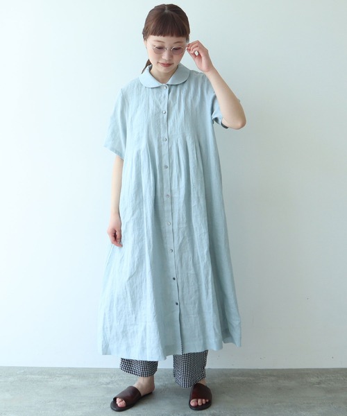 △60sフレンチリネン 丸衿ワンピース（ワンピース）｜bulle de