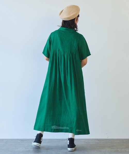 bulle de savon（ビュルデサボン）の「60sフレンチリネン 丸衿ワンピース（ワンピース・レディース・サックスブルー/その他/グリーン/レッド/その他1/ブルー・FREE）」の10枚目の写真