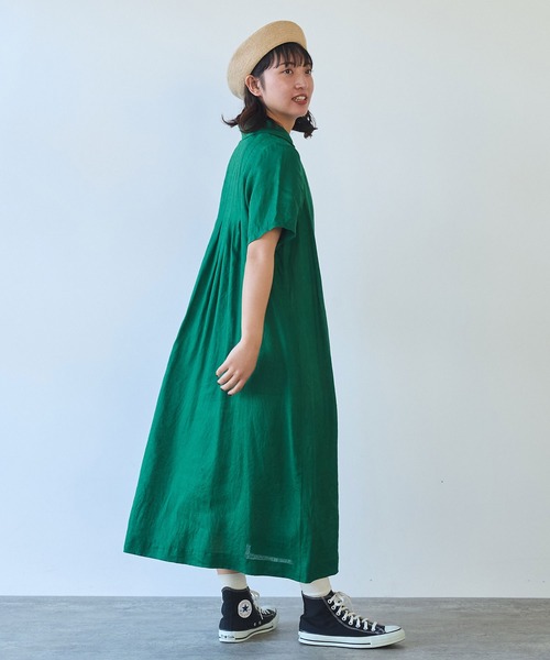 bulle de savon（ビュルデサボン）の「60sフレンチリネン 丸衿ワンピース（ワンピース・レディース・サックスブルー/その他/グリーン/レッド/その他1/ブルー・FREE）」の11枚目の写真
