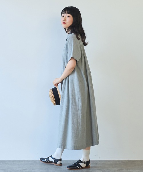 bulle de savon（ビュルデサボン）の「60sフレンチリネン 丸衿ワンピース（ワンピース・レディース・サックスブルー/その他/グリーン/レッド/その他1/ブルー・FREE）」の14枚目の写真
