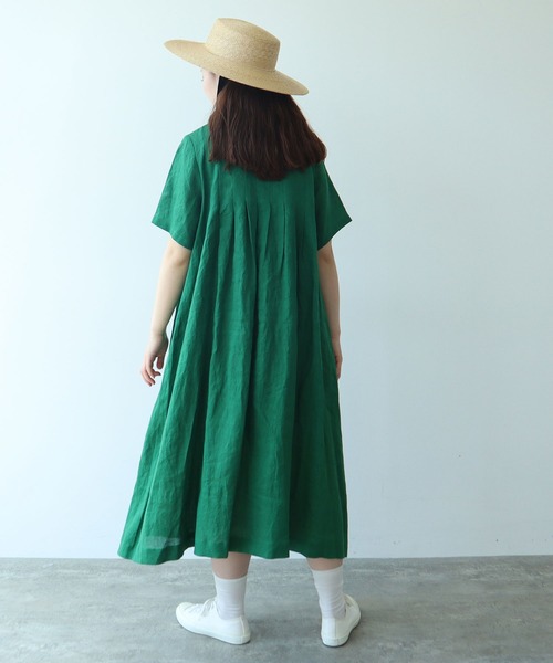 △60sフレンチリネン 丸衿ワンピース（ワンピース）｜bulle de