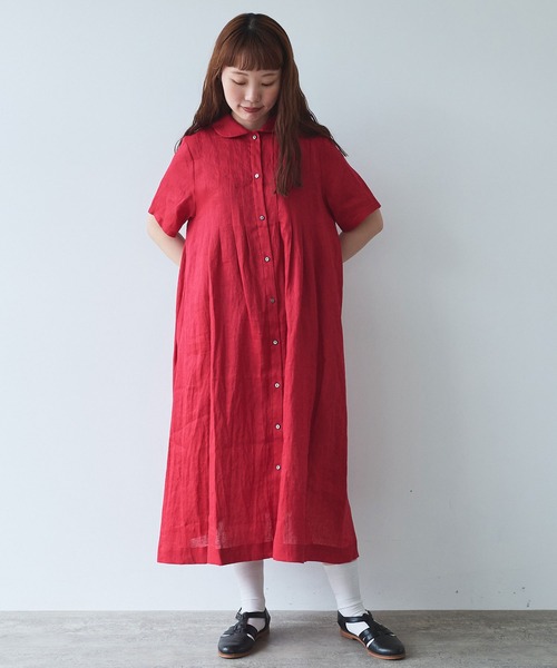 【おトク】 △60sフレンチリネン de 丸衿ワンピース（ワンピース）｜bulle トップス