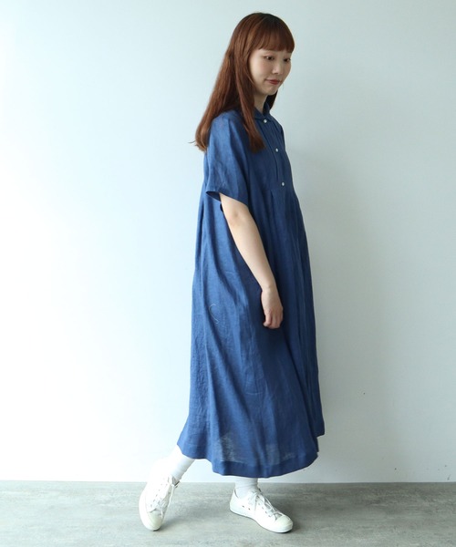 △60sフレンチリネン 丸衿ワンピース（ワンピース）｜bulle de
