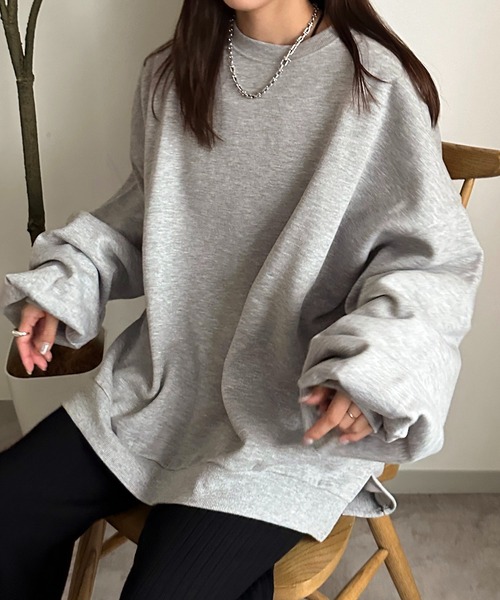 apres jour mignon(アプレジュールミニョン)の「スーパー袖ボリューム裏起毛スウェット【ZOZOTOWN限定アイテム】(スウェット・レディース・ブラック/グレー/ボルドー/ライトベージュ・X-LARGE/フリー)」の19枚目の写真