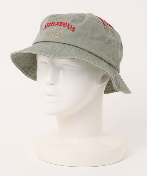 AVIREX（アヴィレックス）の「【AVIREX】EX USNA LOGO BUCKETHAT/ロゴバケットハット（ハット・メンズ・グリーン/ベージュ/ブラック・FREE）」の3枚目の写真