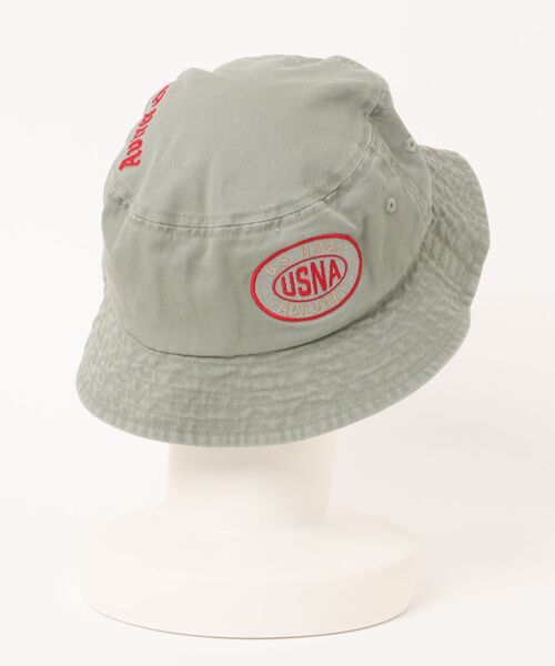 AVIREX（アヴィレックス）の「【AVIREX】EX USNA LOGO BUCKETHAT/ロゴバケットハット（ハット・メンズ・グリーン/ベージュ/ブラック・FREE）」の4枚目の写真