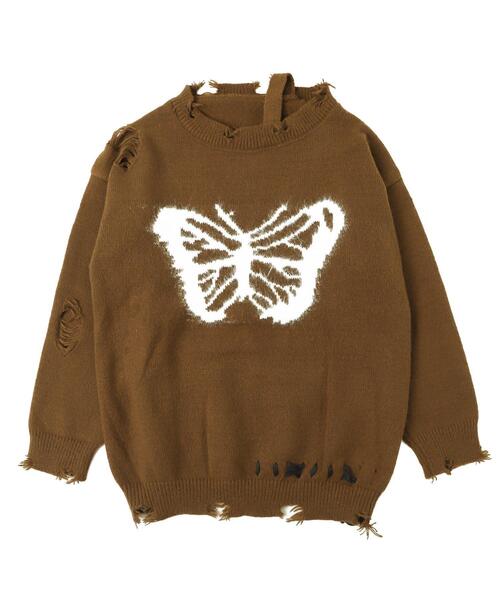 dispark（ディスパーク）の「DISPARK/バタフライダメージワンショルダーニット（ニット/セーター・レディース・ブラウン/ブラック・FREE）」の12枚目の写真