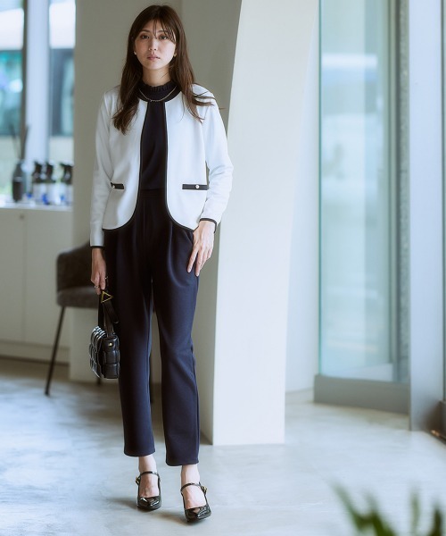 7days Life Styling（セブンデイズライフスタイリング）の「カットソー素材ワンタックテーパードパンツ<大きいサイズ有>（スラックス・レディース・ネイビー/ブラック・3L/LL/L/M/S/4L/5L/6L）」の4枚目の写真