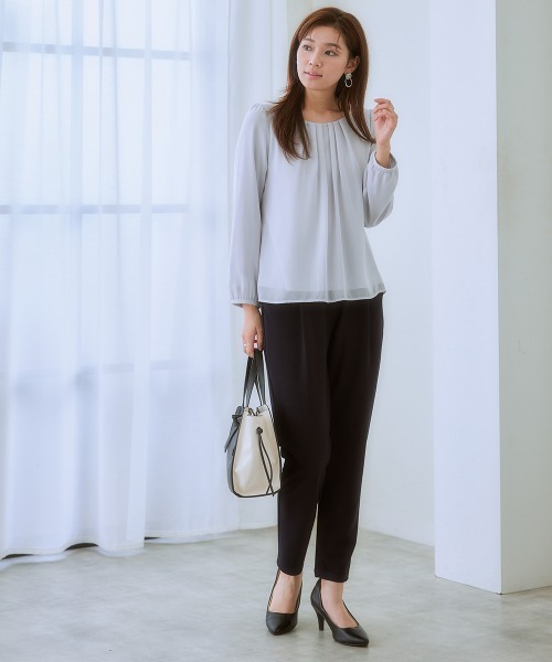 7days Life Styling（セブンデイズライフスタイリング）の「カットソー素材ワンタックテーパードパンツ<大きいサイズ有>（スラックス・レディース・ネイビー/ブラック・3L/LL/L/M/S/4L/5L/6L）」の5枚目の写真