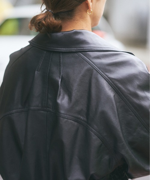 NCB neat caprice brand（エヌシービーニートカプリスブランド）の「NCB neat caprice brand(エヌシービーニートカプリスブランド) WOMENS SHEEP STAND JACKET/レザージャケット（その他アウター・レディース・ブラック/グレー・F）」の10枚目の写真