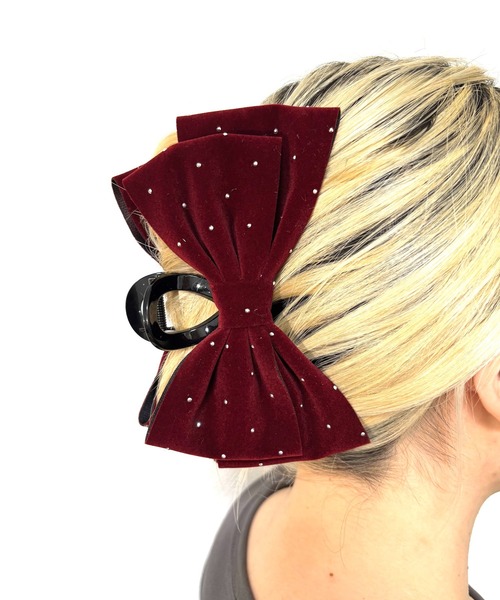 ベッツィ♡リバティリボン バンスクリップ バレッタ＊ハンドメイド セール】ベロアリボンバンスクリップ（バレッタ/ヘアクリップ）｜Alite