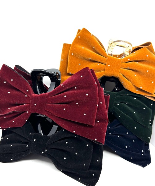 Alite cloth（アリーテクロス）の「ベロアリボンバンスクリップ（バレッタ/ヘアクリップ・レディース・キャメル/ワインレッド/ネイビー/ブラック/ダークグリーン・FREE）」の6枚目の写真