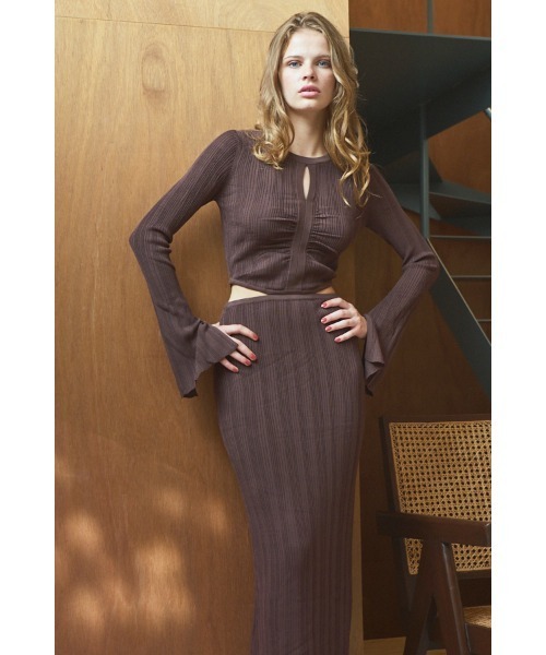 美品　エステラケー　ランダムリブニットドレス セール】Alessia Knit Dress カットアウトランダムリブニットドレス