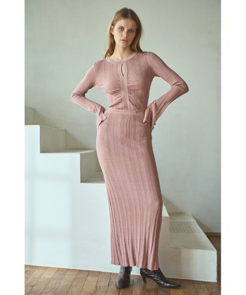 セール】Alessia Knit Dress カットアウトランダムリブニットドレス