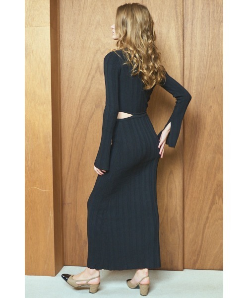 Estella.K(エステラケー)の「Alessia Knit Dress カットアウトランダムリブニットドレス(ワンピース・レディース・ライトグレー/ブラック/ブラウン系/モーブ系・FREE)」の8枚目の写真