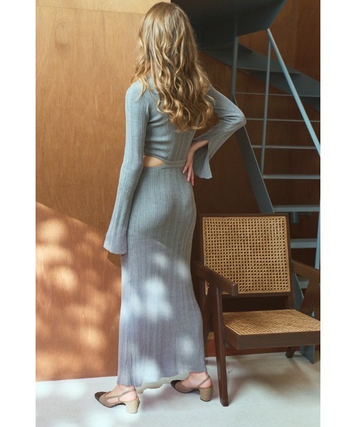 Alessia Knit Dress カットアウトランダムリブニットドレス