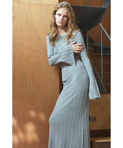 Estella.K(エステラケー)の「Alessia Knit Dress カットアウトランダムリブニットドレス(ワンピース・レディース・ライトグレー/ブラック/ブラウン系/モーブ系・FREE)」の20枚目の写真