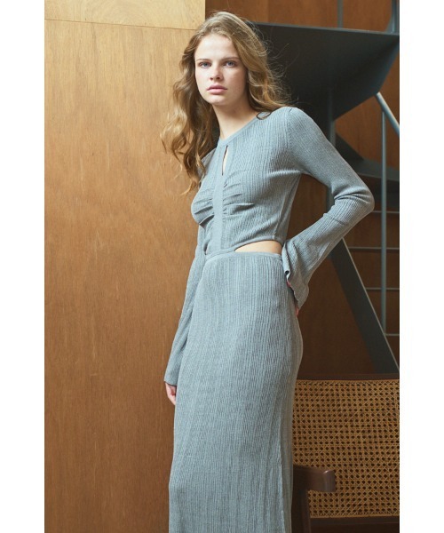 Estella.K(エステラケー)の「Alessia Knit Dress カットアウトランダムリブニットドレス(ワンピース・レディース・ライトグレー/ブラック/ブラウン系/モーブ系・FREE)」の21枚目の写真