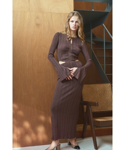 Alessia Knit Dress カットアウトランダムリブニットドレス